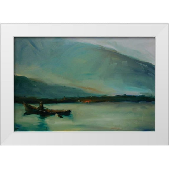 Hoffman, Kate 32x23 White Modern Wood Framed Museum Art Print Titled - Orange Shore