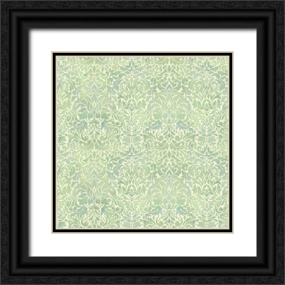 Hoffman, Katia 12x12 Black Ornate Wood Framed with Double Matting Museum Art Print Titled - Downton Damask II