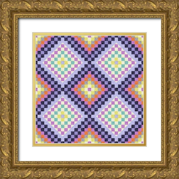 Hoffman, Katia 20x20 Gold Ornate Wood Framed with Double Matting Museum Art Print Titled - Vintage Geo I