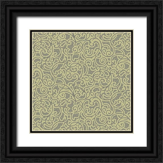 Hoffman, Katia 26x26 Black Ornate Wood Framed with Double Matting Museum Art Print Titled - Sheer Romance Scroll I