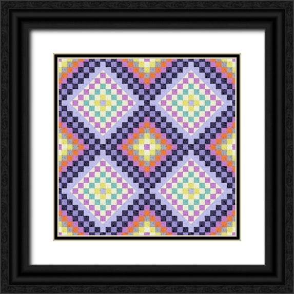 Hoffman, Katia 26x26 Black Ornate Wood Framed with Double Matting Museum Art Print Titled - Vintage Geo I