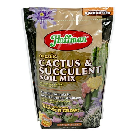 Hoffman Organic Cactus and Succulent Soil Mix to Provide Proper Drainage and Improve Growth in Cacti, 4qts