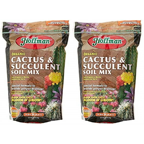 Hoffman Organic Cactus and Succulent Soil Mix to Provide Proper Drainage and Improve Growth in Cacti, 4qts, 2 Pack