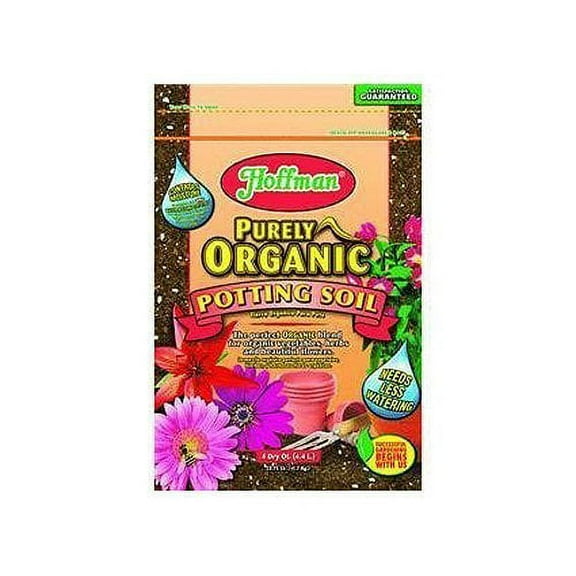 Hoffman Purely Organic Potting Soil Plus Moisture Control Blend for Vegetables, Herbs, and Flowers, 4qt (Pack of 12)