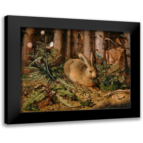 Hoffmann, Hans 14x12 Black Modern Framed Museum Art Print Titled - A Hare in the Forest