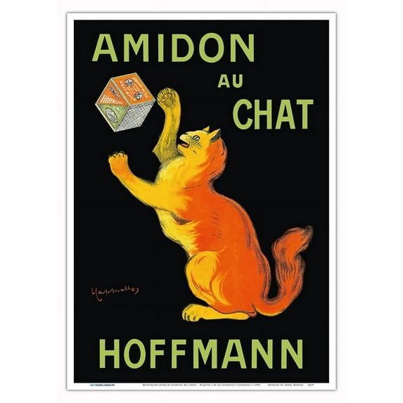 Hoffmann Starch (Amidon Au Chat) - Playful Cat - Vintage France Advertising Poster by Leonetto Cappiello c.1903 - Master Art Print 10in x 14in