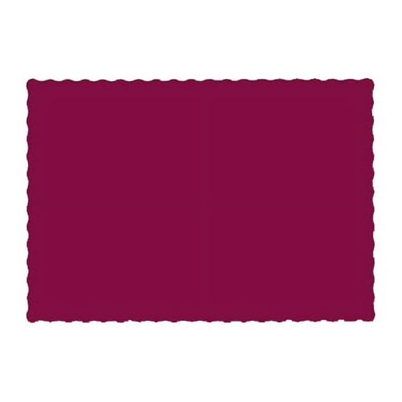 Hoffmaster 310524 10" x 14" Burgundy Colored Paper Placemat with Scalloped Edge - 1000/Case