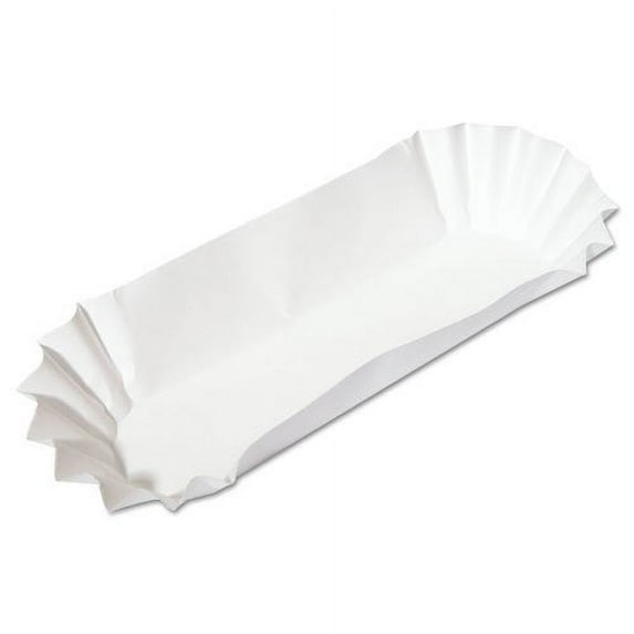 Hoffmaster Fluted Hot Dog Trays, 6 x 2 x 2, White, Paper, 500/Sleeve, 6 Sleeves/Carton