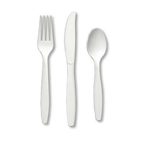 Hoffmaster Group 010420 Premium Plastic Cutlery Assortment, White - 24 per Case - Case of 12