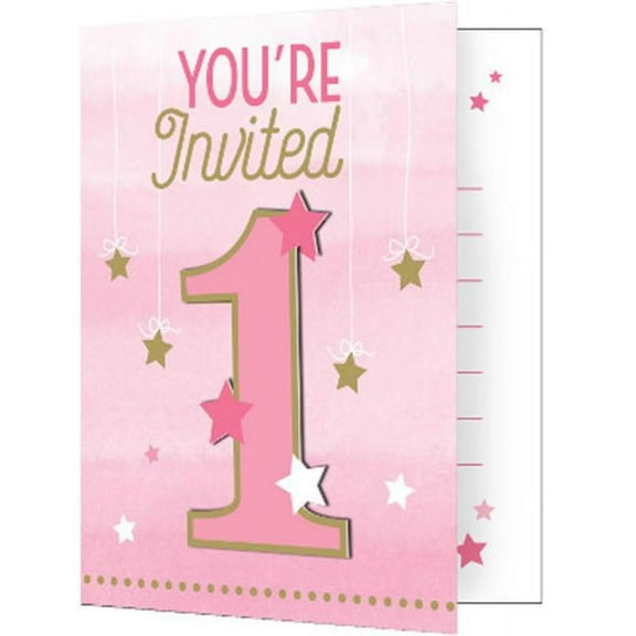 Hoffmaster Group 322268 One Little Star - Girl Invitation with Att, Pack of 6 - 8 Per Pack