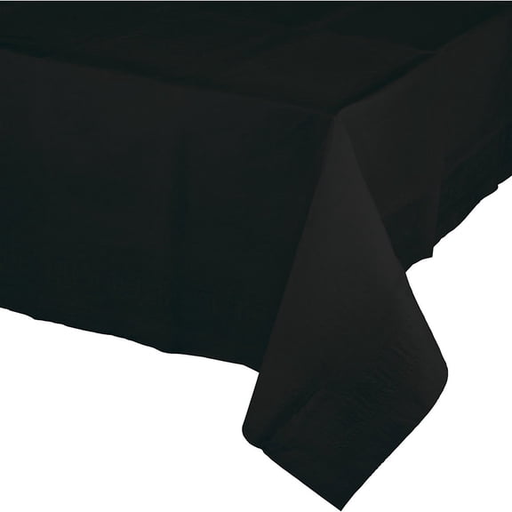 Hoffmaster Group 913260 54 x 108 in. Black Velvet Plastic Tablecover, Pack of 12