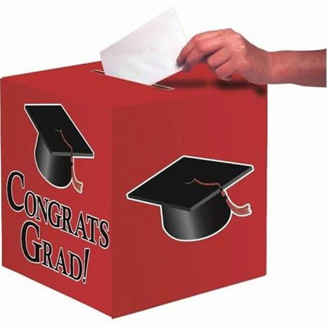 Hoffmaster Group  6 by 1 Count Congratulations Graduation Party Card Box, Red - Case of 6