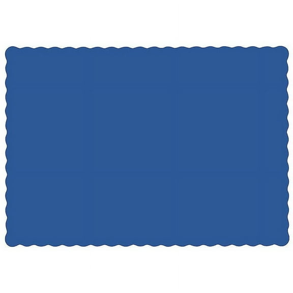 Hoffmaster Navy Blue Solid Color Scalloped Edge Placemats, 1000 count
