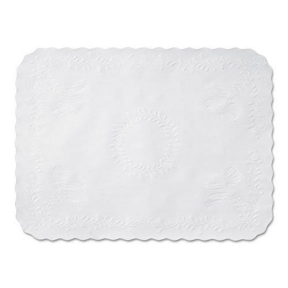 Hoffmaster Anniversary Embossed Scalloped Edge Tray Mat, 14 x 19, White, 1,000/Carton