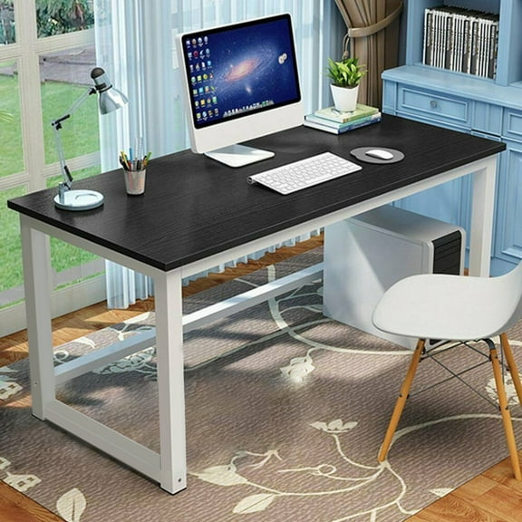 Hoffree 43 inch Computer Desk Home Writing Desk Office Furniture Computer Table Study Writing Table Workstation Modern Simple PC Desk for Small Spaces Home Office, Black
