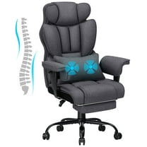 Hoffree Big and Tall Fabric Office Chair 450lbs, Executive Desk Chair with Massage Ergonomic  Computer Chair with Footrest Reclining Desk Office Chair with Lumbar Support for Home Office
