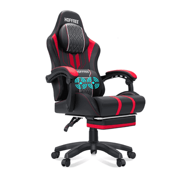 Hoffree Big and Tall Gaming Chair with Footrest Gamer Chair with Massage Heavy Duty Game Chair with Lumbar Support and Headrest Height Adjustable for Adults, 400lb