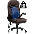 thumbnail image 1 of Hoffree Big and Tall Office Chair, 500LBS Executive Desk Chair with Adjustable Lumbar Support Ergonomic Computer Leather Chair with Padded Flip up Arms and Spring Cushion for Home Office, 1 of 13