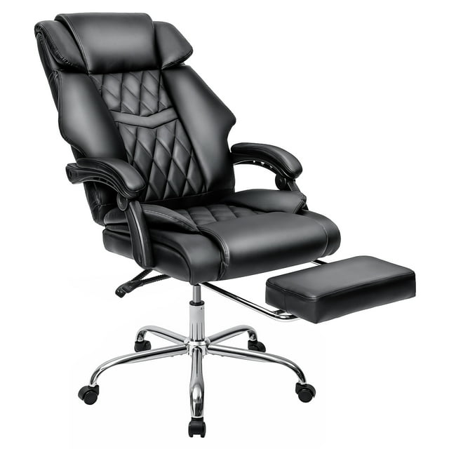 Hoffree Big and Tall Office Chair PU Leather Executive Office Chair Wide Seat Ergonomic Desk