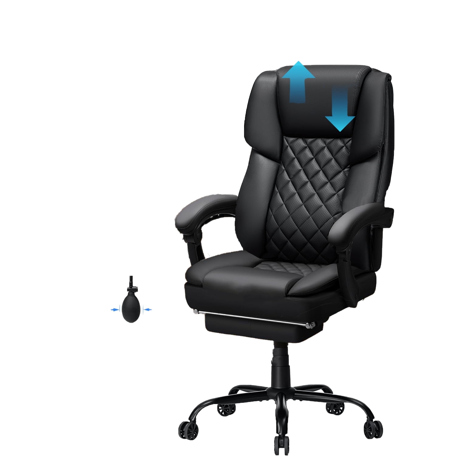 Hoffree Big and Tall Office Chair with Adjustable Headrest Ergonomic Computer Desk Chair, Executive Leather Chair with Adjustable Lumbar Support