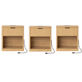 thumbnail image 1 of Hommpa Set of 3 Nightstand, Fluted Bed Side Table with Charging Station, Modern End Side Table for Bedroom Furniture Living Room Sofa, Night Stand with Storage Drawers and Large Open Shelf, 1 of 6