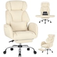 thumbnail image 1 of Hoffree Criss Cross Office Chair with Reversible Armrests, Big and Tall Desk Chair with Footrest, Reclining Ergonomic Computer Chair with Adjustable Headrest, Executive Fabric Chair for Home, Beige, 1 of 10