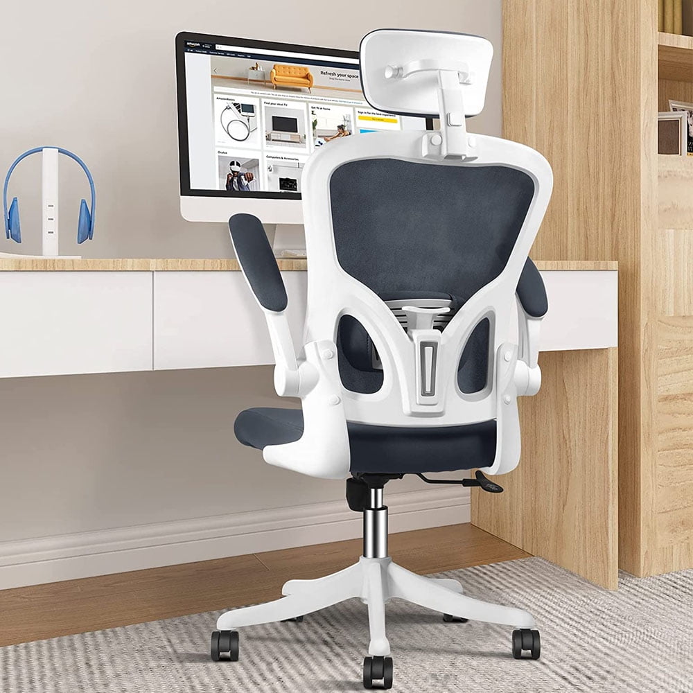 Monhey Office Chair, Ergonomic Office Chair with Lumbar Support & 3D  Headrest & Flip Up Arms