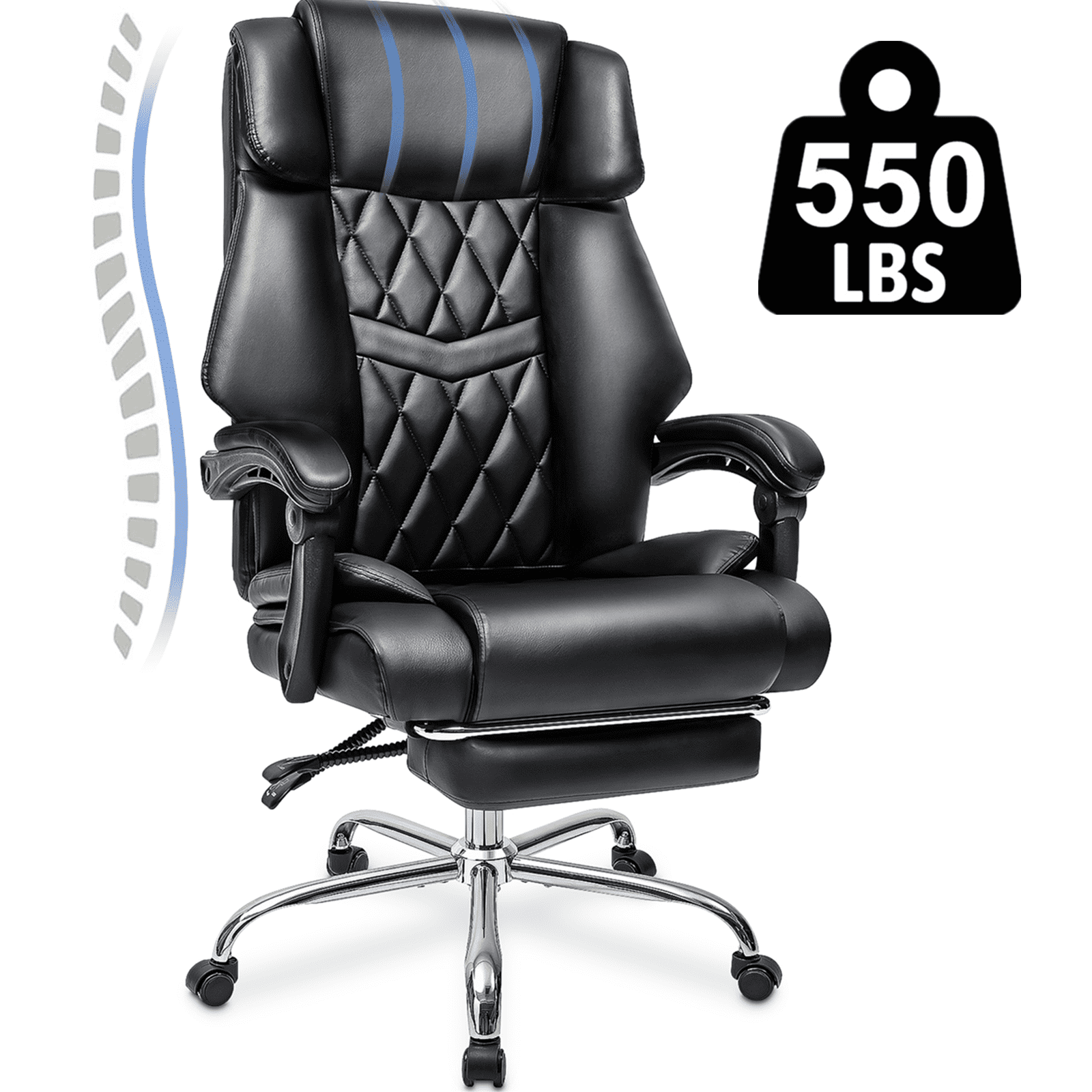 Hoffree Executive Office Chair Big and Tall Office Chair 550lb Wide Seat Ergonomic Computer Desk
