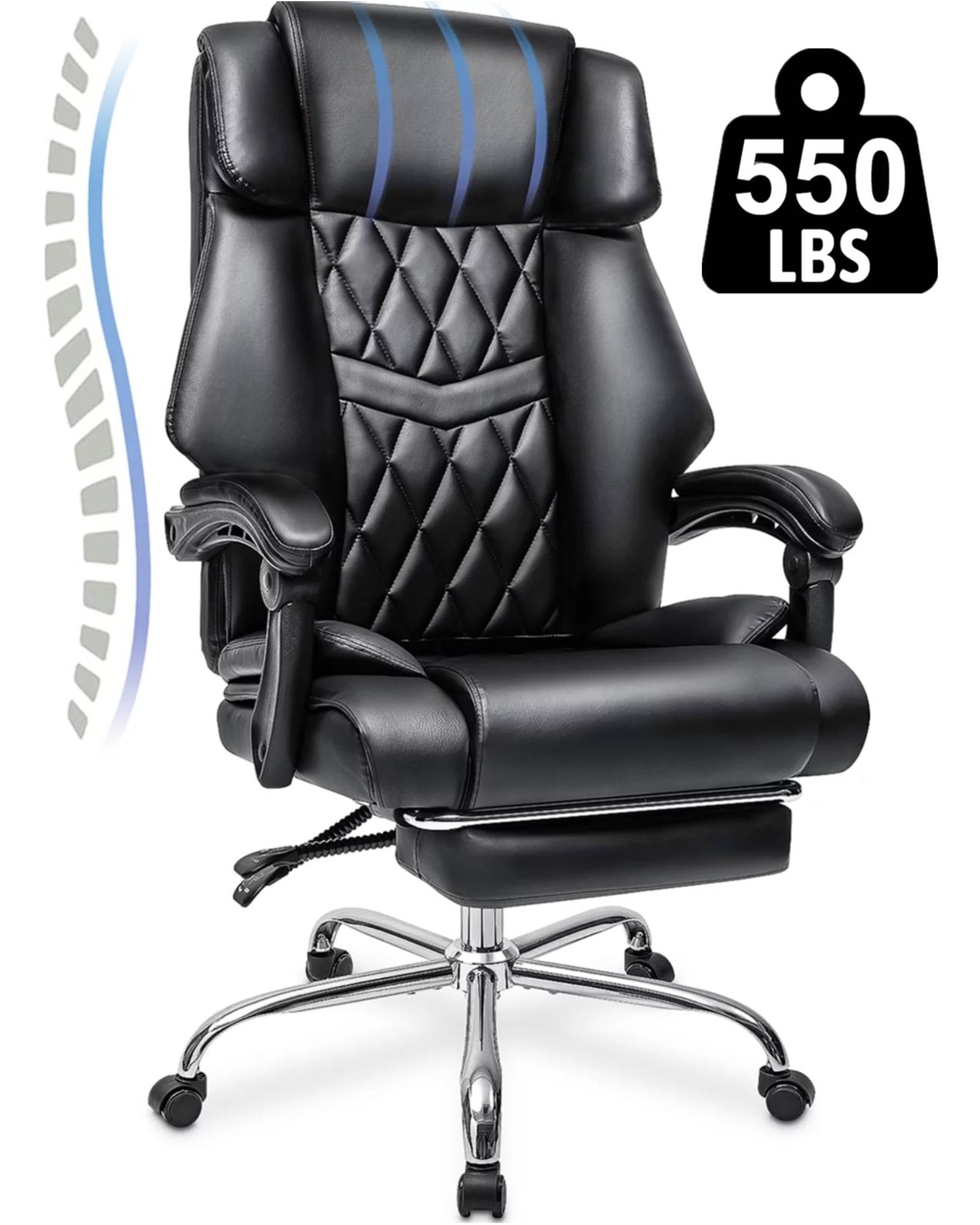 Eureka Ergonomic Big And Tall Swivel Rocker Recliner Leather