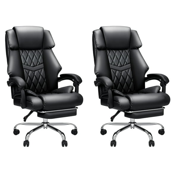 Hoffree Executive Office Chair Set of 2 Big and Tall Office Chair 550lb Wide Seat Ergonomic Computer Desk Chair High Back Leather Chair with Lumbar Back Support for Home Office Black