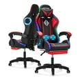 thumbnail image 1 of Hoffree Gaming Chair with Bluetooth Speakers and Footrest Massage Office Chair with LED Lights Ergonomic Game Chair High Back with Lumbar Support and Headrest Adjustable Swivel for Adults 300lb, 1 of 10