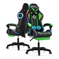 thumbnail image 1 of Hoffree Gaming Chair with Bluetooth Speakers and Footrest Massage Office Chair with LED Lights Ergonomic Game Chair High Back with Lumbar Support and Headrest Adjustable Swivel for Adults 300lb, 1 of 10