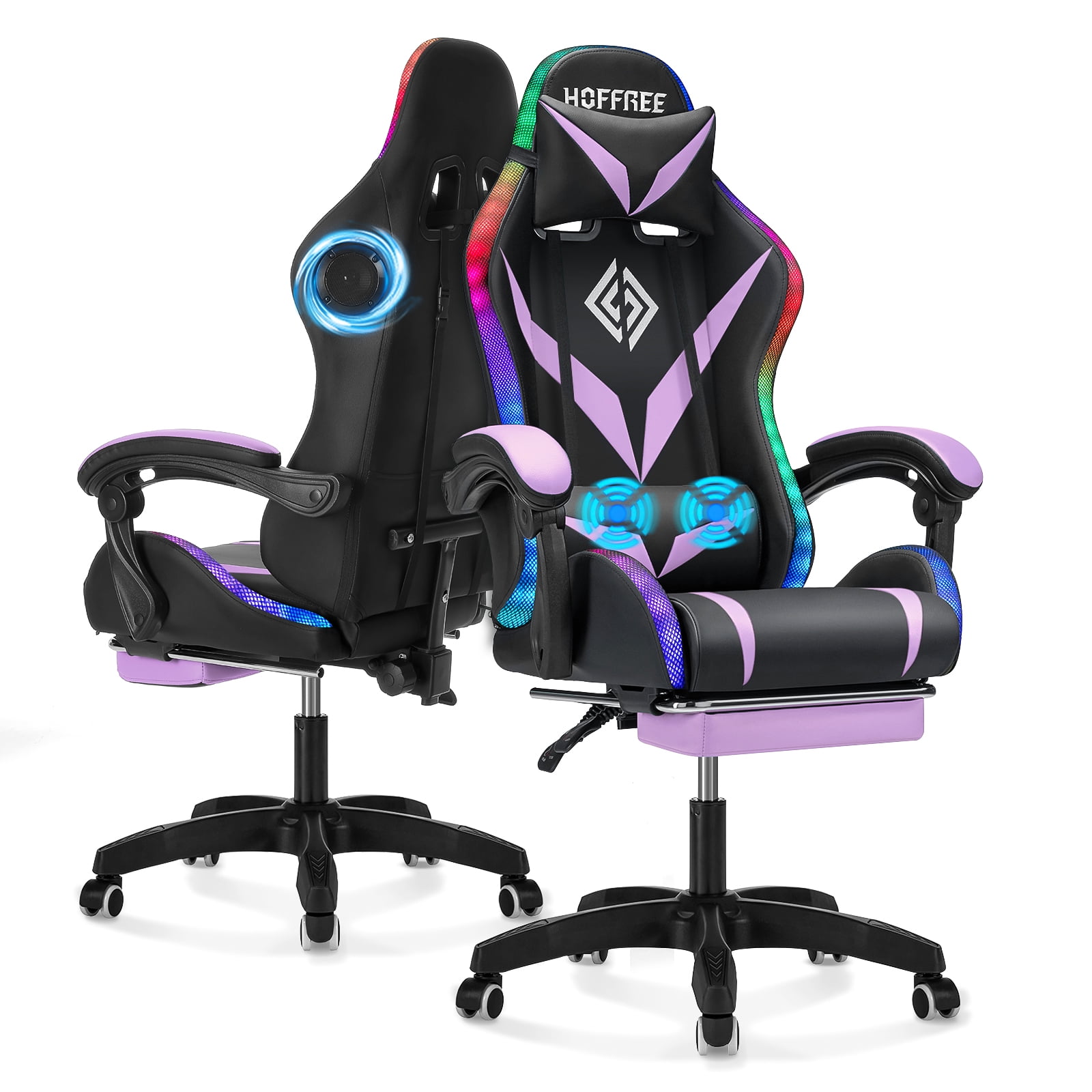Hoffree Gaming Chair with Bluetooth Speakers Office Chair with Footrest