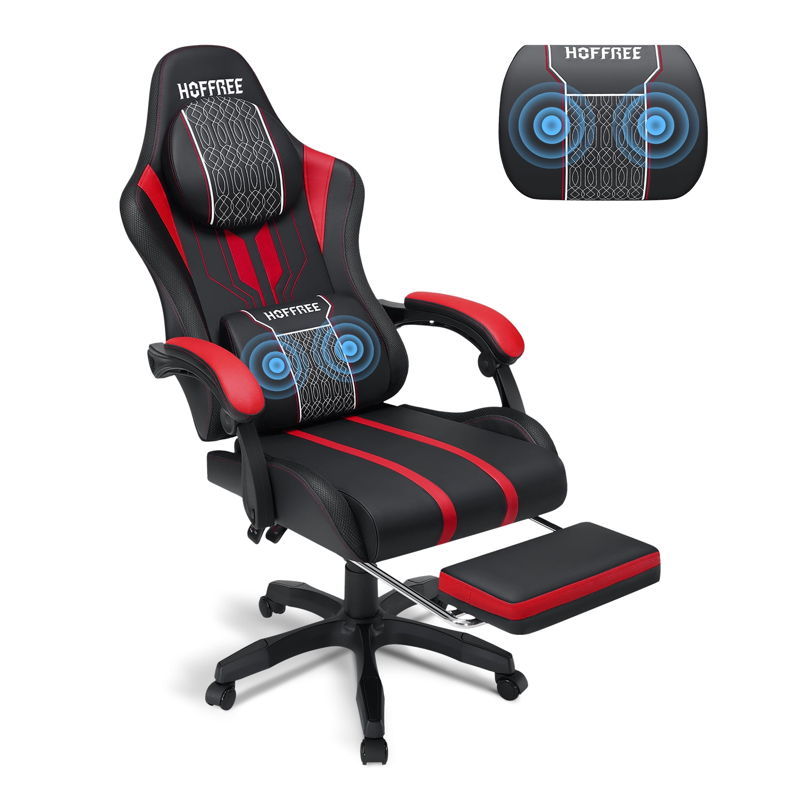 Hoffree Gaming Chair with Footrest Big and Tall Office Chair with ...