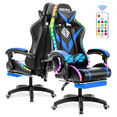 thumbnail image 1 of Hoffree Gaming Chair with LED Light and Footrest Video Gamer Chairs with Massage Ergonomic High Back Reclining Computer Chair with Adjustable Lumbar Support Blue and Black, 1 of 1