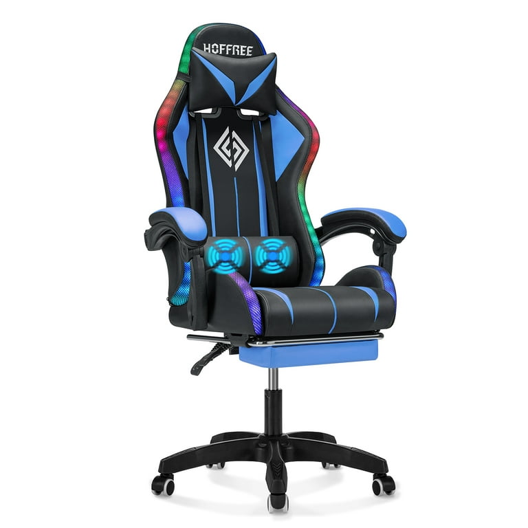 Ergonomic Computer Gaming Chair with Footrest Lumbar Massage Support