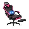 thumbnail image 1 of Hoffree Gaming Chair with Massage and Footrest Big and Tall Gamer Chair with Headrest and Lumbar Support PU Computer Game Chair for Adults Office Gaming, 440lbs, 1 of 10