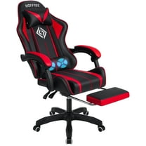 Hoffree Gaming Chair Massage Game Chair with Footrest and Massage Lumbar Support Ergonomic Computer Chair Height Adjustable with Swivel Seat and Headrest