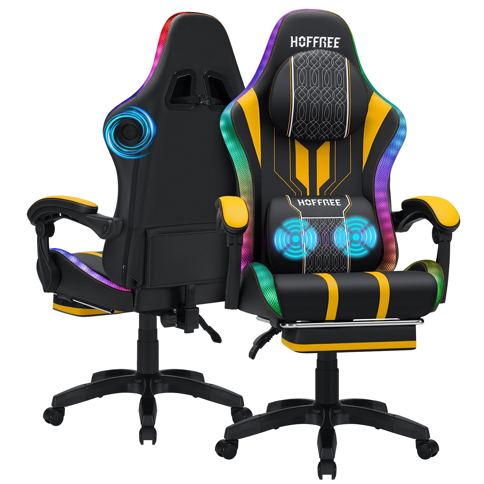 Hoffree Gaming Chair with Speakers Big and Tall Office Chair with