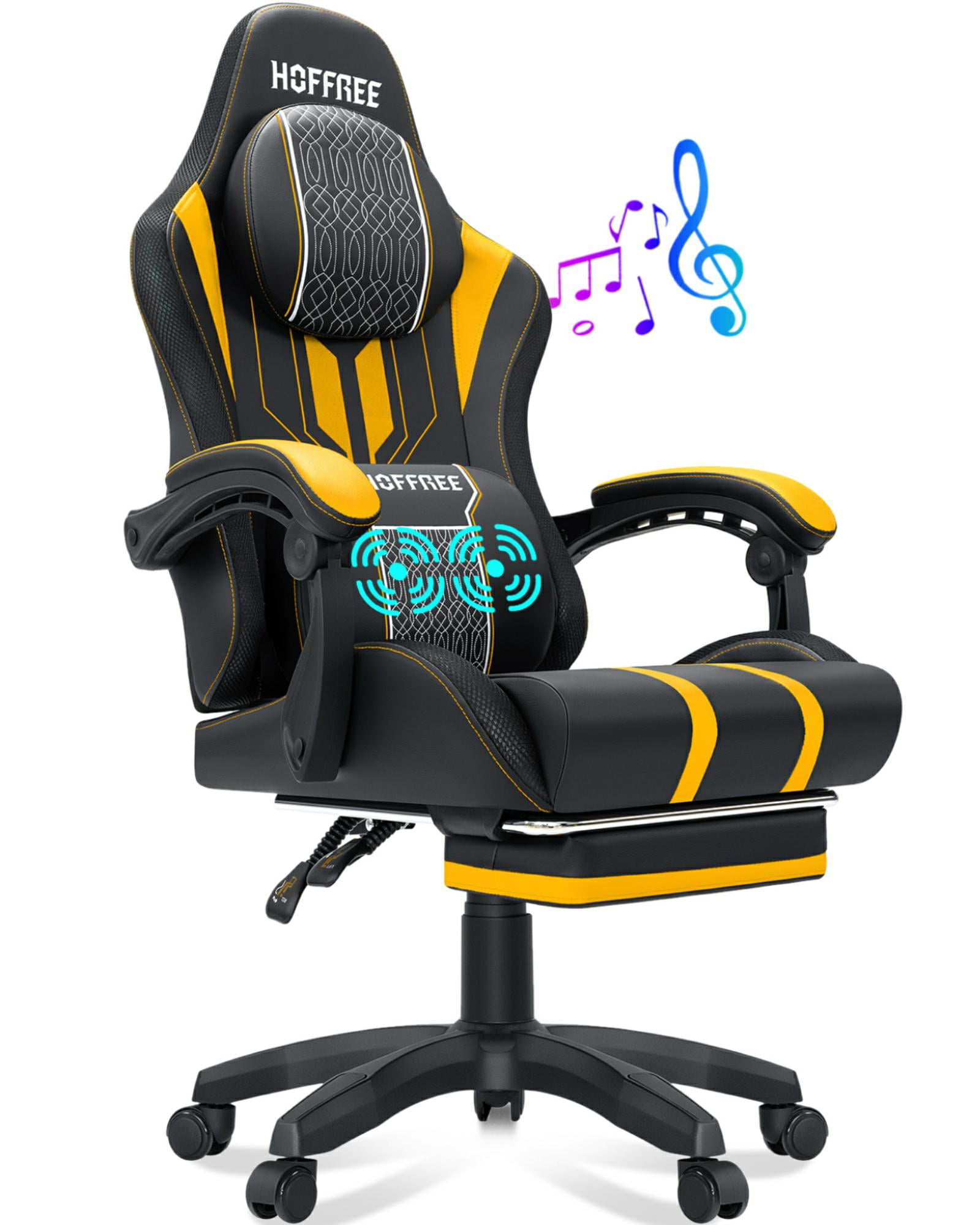 Hoffree Gaming Chair with Speakers Big and Tall Video Game Chair with