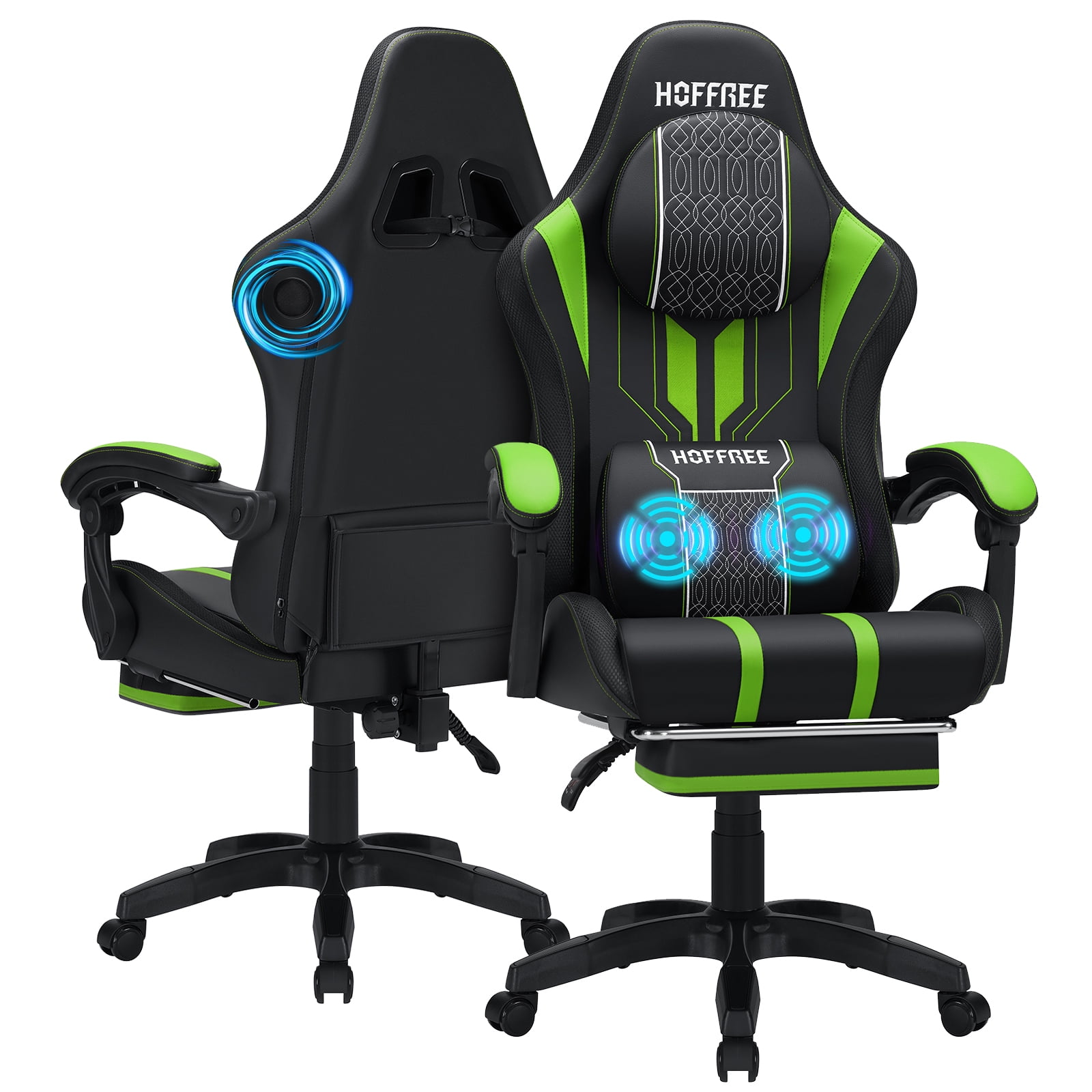 Hoffree Gaming Chair with Speakers Big and Tall Video Game Chair with