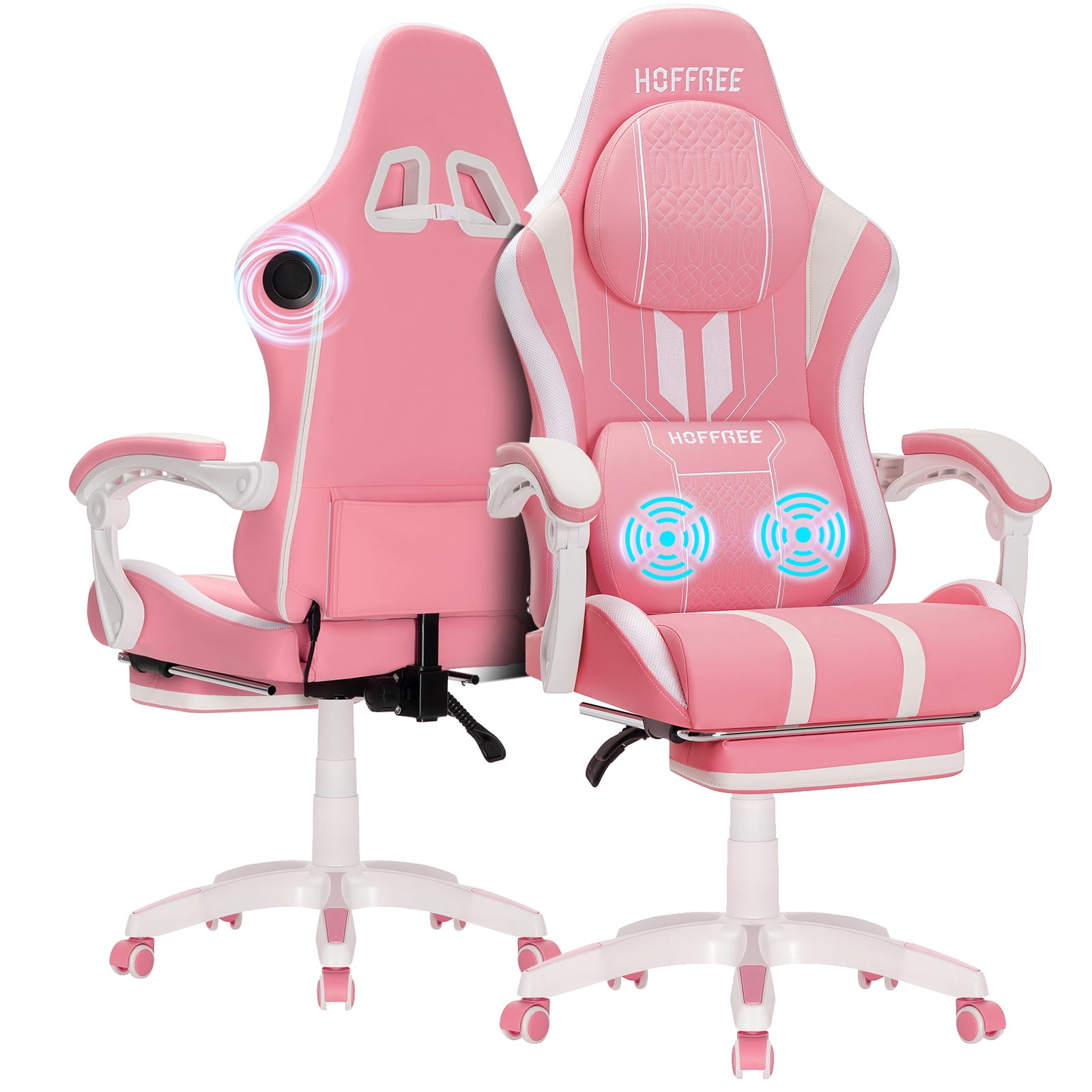 Hoffree Gaming Chair with Speakers Big and Tall Video Game Chair with