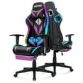 Hoffree Adult Gaming Chair with Massager, Bluetooth Speakers, LED