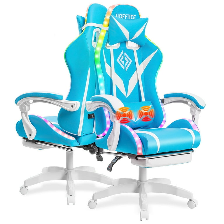 Hoffree Gaming Chair with Speakers Computer Chair with Footrest