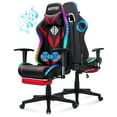 thumbnail image 1 of Hoffree Gaming Chair with Speakers Gamer Chair with Footrest and Massage Reclining Video Game Chair with Led Lights and Swivel Seat and Headrest and 2D Armrests for Adults, 1 of 11