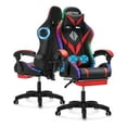 thumbnail image 1 of Hoffree Gaming Chair with Speakers PU Leather Office Chair with Footrest and LED Lights Ergonomic Gamer Chair with Massage Lumbar Support and Headrest Adjustable Swivel for Home Office 300lb, 1 of 11