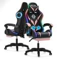 thumbnail image 1 of Hoffree Gaming Chair with Speakers PU Leather Office Chair with Footrest and LED Lights Ergonomic Gamer Chair with Massage Lumbar Support and Headrest Adjustable Swivel for Home Office 300lb, 1 of 7