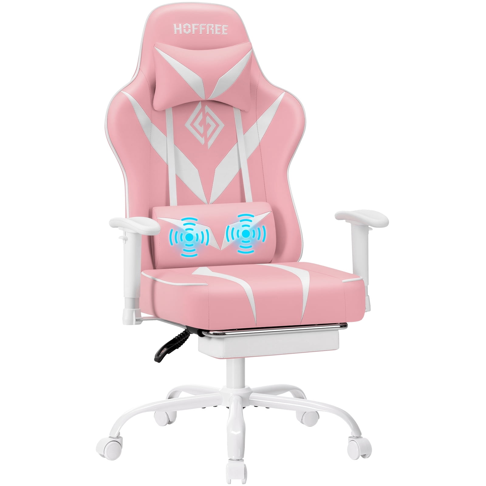 HOFFREE Massage Gaming Chair with Footrest, Big and Tall Gamer Chair with Headrest, Reclining Ergonomic Game Chair with Lumbar Support for Adults