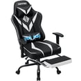 thumbnail image 1 of Hoffree Massage Gaming Chair with Footrest Ergonomic Design Gamer Chair with Adjustable Armrest for Adults and Teens Leather Game Chair with Headrest and Lumbar Support, 1 of 9