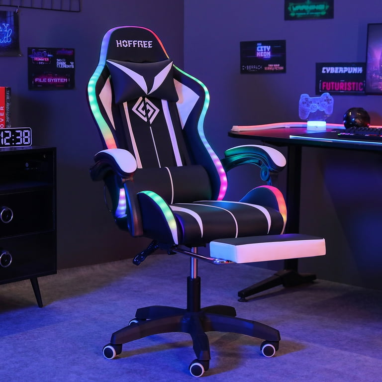 Ergonomic Computer Gaming Chair with Footrest Lumbar Massage Support